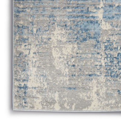 Blue Abstract Hand-knotted Synthetic 5' x 7' Area Rug