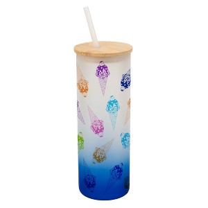 Elanze Designs Ice Cream Cone Treats Rainbow Wrap-Around Design 25 Ounce Frosted Gradient Glass On-The-Go Coffee Travel Skinny Tumbler Mug Cup, Bamboo - 1 of 1