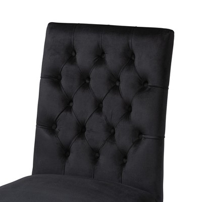 Black Velvet and Gold Upholstered Dining Side Chair Set