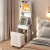 KTMBDW Modern Small Vanity Desk with Mirror and LED Lights,  Storage Shelves, Compact Mini Corner Vanity Set with Hidden Storage Stool for Bedroom - 3 of 4
