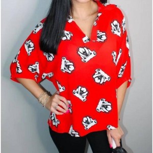 Women's Bulldogs Stand Collar Drop Shoulder Top - ADRIENNE - 1 of 3
