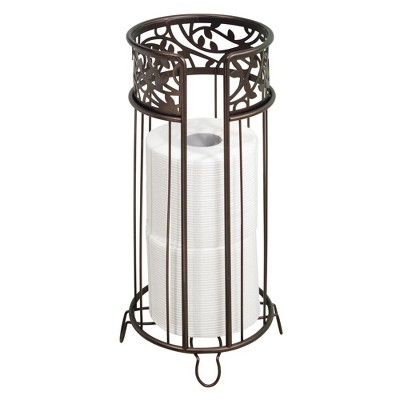 iDESIGN Vine Free Standing Toilet Paper Holder Bronze: Elegant Steel Construction, 6.95" Height
