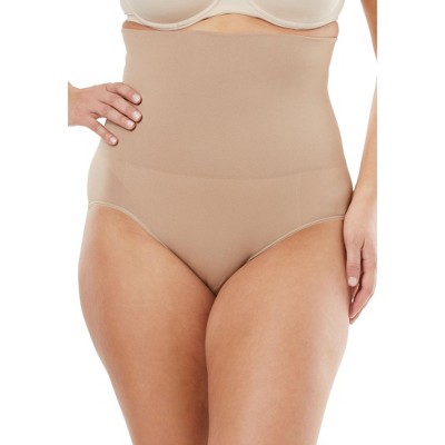 Secret Solutions Women's Plus Size Instant Shaper Medium Control Seamless High Waist Brief - 20/22, Nude