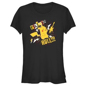 Juniors Womens Pokemon Pikachu Rules Guitar T-Shirt - 1 of 4