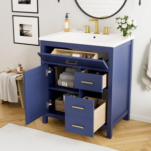 30-Inch Black Bathroom Vanity with Ceramic Sink and Ample Storage - Ideal Choice for Small Bathrooms Black - 1 of 4