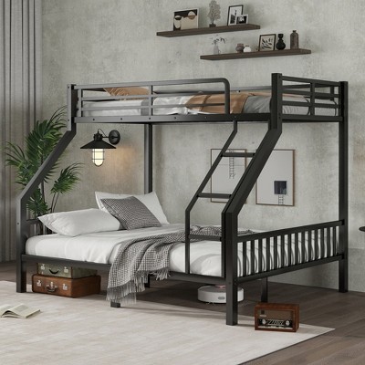 TIRAMISUBEST Metal Bunk Bed with Ladder and Slats Support for Kids Teens, Metal Bunk Bedframe with Guardrail