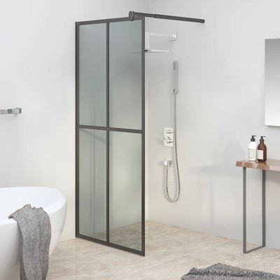 VidaXL Walk-in Shower Screen 35.4 in.x76.8 in. Dark Tempered Glass