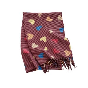 Anna-Kaci Women’s Heart Pattern Soft Knit Scarf with Delicate Fringe Edges and Lightweight Cozy Texture Designed - 1 of 3