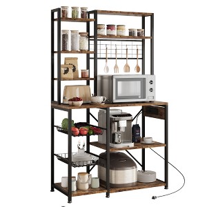Bakers Rack, Kitchen Microwave Stand Oven Shelf with 7-Tier Large Storage Space, Industrial Coffee Bar Station - 1 of 4