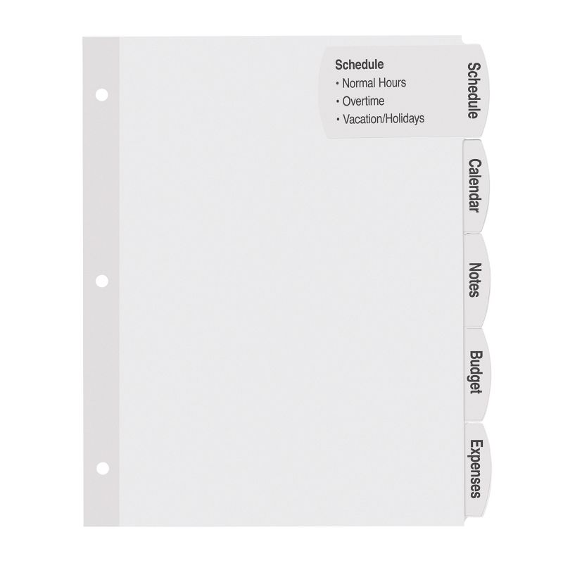 Avery 5ct Printable White Label Big Tab Divider Set, 4 of 10