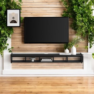 Alilang 65.13 Inch Wall-Mounted Floating Shelf with Multiple Storage Compartments-Black - 1 of 4