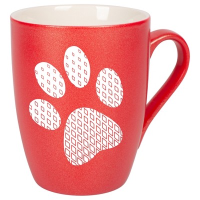Elanze Designs Pawprint Diamond Gradient Crimson Red 10 ounce New Bone China Coffee Cup Mug