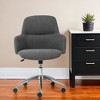 HomeRoots Dark Gray and Silver Aluminum and Fabric Adjustable Swivel Rolling Conference Office Chair - 2 of 4