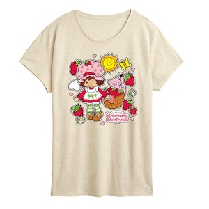 Women's - Strawberry Shortcake - Vintage Stickers Style Short Sleeve Graphic T-Shirt - 1 of 3