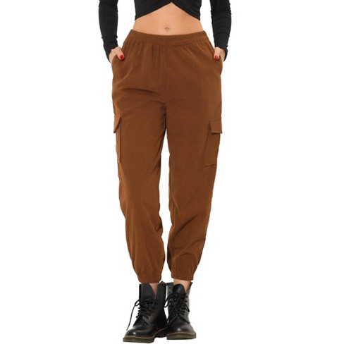 Allegra K Women's Corduroy Cargo Jogger Elastic Waist Pants With Pockets :  Target