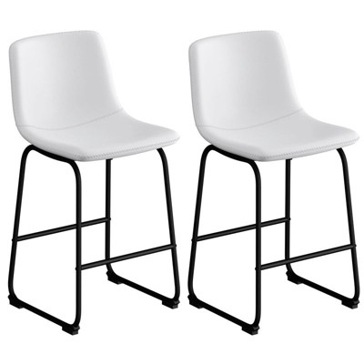 Gikpal Barstools, Counter Height Bar Stools with Back, Modern PU Leather Armless Chairs with Footrest and Metal Legs, for Kitchen Living Room Pub