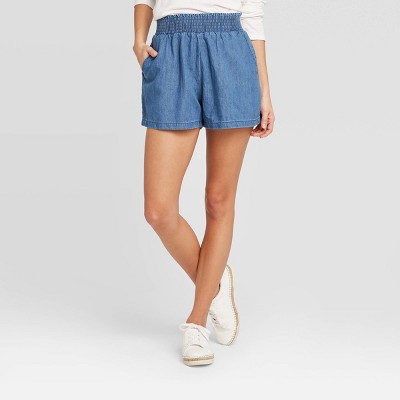 women's pull on denim shorts