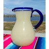 Dos Sueños Mexican Hand Blown  Pitcher - Blue Rim - 84oz - - 2 of 4