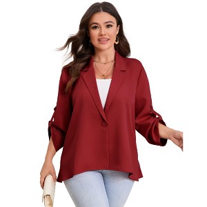 Womens Plus Size Blazers Adjustable Long Sleeve Classic Draped Open Front Lightweight Cardigans Jacket - 1 of 4