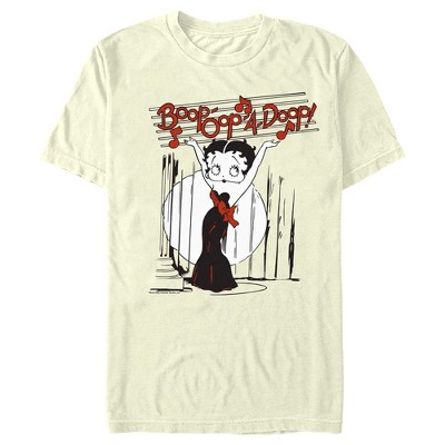 Men's Betty Boop Red Outfit Cute Pose Graphic Tee Beige Small