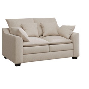 NicBex 55 Inch Loveseat Sofa Polyester Fabric Upholstered 2 Seater Couch with Soft Cushion and Pillows for Living Room - 1 of 4