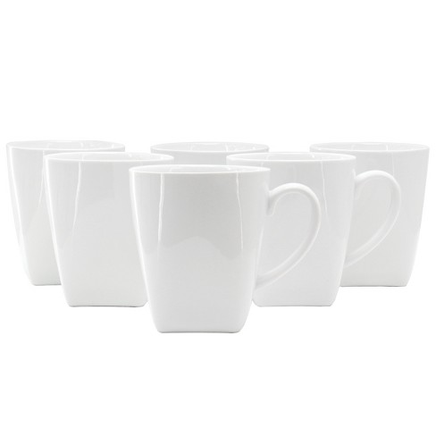 OUR TABLE Simply White Fine Ceramic 6 Piece 8 oz. Square Cup and Saucer Set  in White 985119938M - The Home Depot