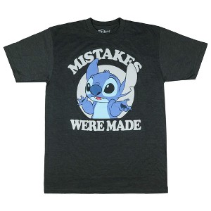 Seven Times Six Lilo and Stitch T-Shirt Men's Mistakes Were Made Stitch Attitude Tee Grey - 1 of 3
