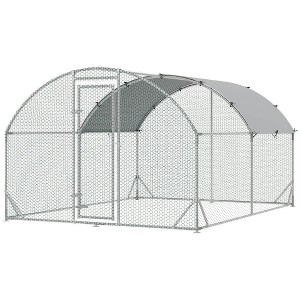 Resenkos Rabbit Hutch, Duck Cage Hutch,Chicken Coop,Large Metal Chicken Coop with Waterproof and Anti-UV Cover Silver - 1 of 4
