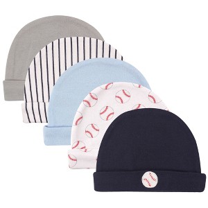 Luvable Friends Baby Boy Cotton Caps 5pk, Baseball, 0-6 Months - 1 of 1