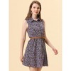 INSPIRE CHIC Women's Floral Sleeveless Half Placket Mini Belted Summer Dress - 3 of 4