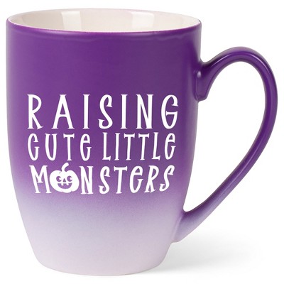 Elanze Designs Raising Little Monsters Two Toned Ombre Matte Purple and White 12 ounce Ceramic Stoneware Coffee Cup Mug