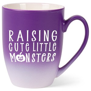 Elanze Designs Raising Little Monsters Two Toned Ombre Matte Purple and White 12 ounce Ceramic Stoneware Coffee Cup Mug - 1 of 4