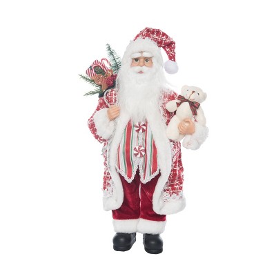 Season's Designs Christmas 18"Red Santa Holding A Teddy Bear & Gift