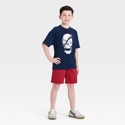Cat & Jack Boys' Skull Short Sleeve Oversized Graphic T-Shirt - Cat & Jack™ Navy Blue M — фото 3