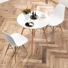 Tangkula 3 Pieces Dining Table Set Modern Round Table & 2 Chairs w/ Wood Leg White - 2 of 4