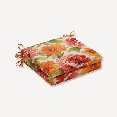 Muree Primrose 2pc Indoor/Outdoor Squared Corners Seat Cushion: Water-Resistant, Fade-Resistant - Pillow Perfect