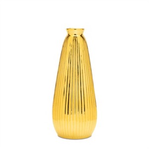 Ribbed Metallic Ceramic Vase 11.5"H - 1 of 1
