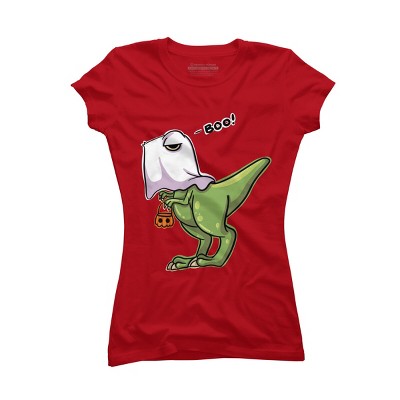 Junior's Design By Humans Halloween Ghost Dinosaur By whynot007 T-Shirt