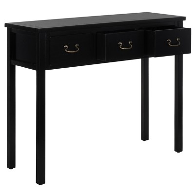 Cindy Transitional Black Pine 3-Drawer Console Table