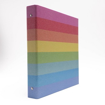 Continental Accessory Rainbow Glitter 1" 3 Paper Ring Binder Striped