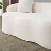 Spassway 67" White Upholstered Loveseat with Round Armrest Teddy Velvet Compression Couch with 2 Pillows - 3 of 4