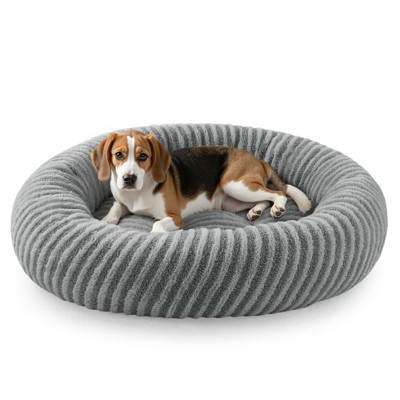 JOEJOY Round Dog Bed with Anti-Slip Bottom & Removable Cover,Rabbit Fur and Teddy Fabric with Drawstrings