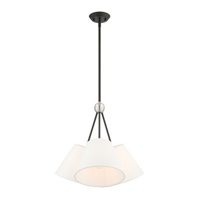 Prato 3-Light Black Chandelier with Hand-Crafted Off-White Shade