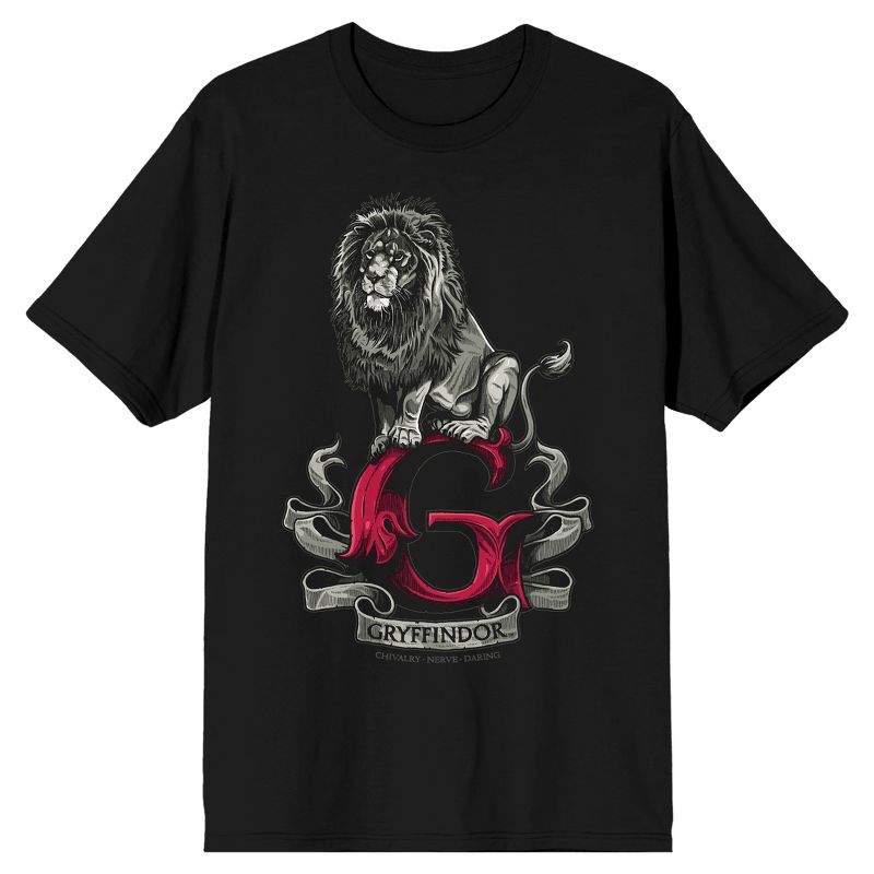 Harry Potter Gryffindor Lion Men's Black T-shirt, 1 of 2