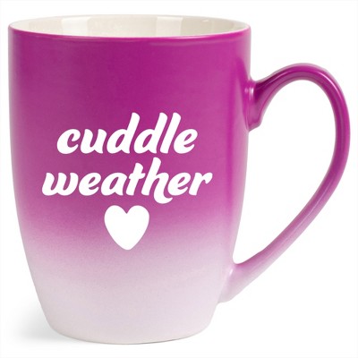 Elanze Designs Cuddle Weather Two Toned Ombre Matte Pink and White 12 ounce Ceramic Stoneware Coffee Cup Mug