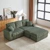 TiramisuBest 84" 3-Seater Corduroy Sofa w/ 3 Back Pillows, 2 Ottomans, Storage & Cup Grooves - Deep Plush Seating for Living Room,Army Green - 4 of 4