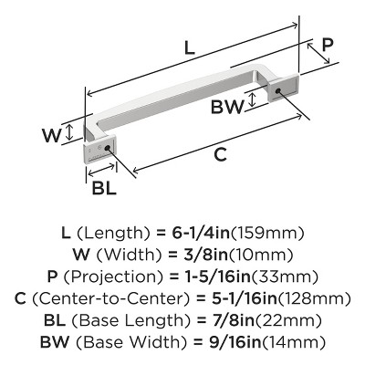Polished Chrome 5-1/16" Cabinet Drawer Pull Bar