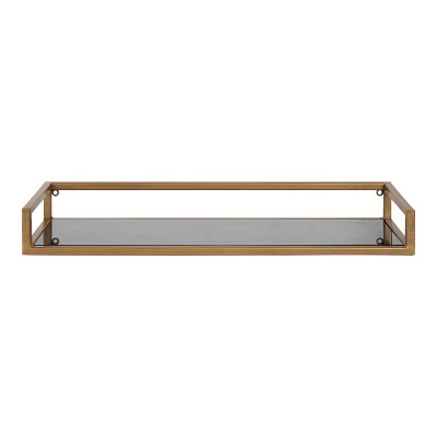 Elegant Gold and Black Glass Wall Display Shelf - 26.4" x 10.9"