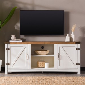 NicBex Farmhouse Barn Door TV Stand Modern Media Console with 3-Shelf for TVs up to 65" for Living Room - 1 of 4
