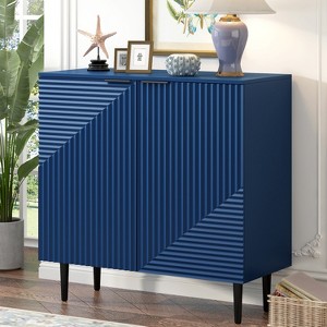 Vynxaria Mirod Modern Minimalist Side Cabinet with Adjustable Shelves & Geometric Door Design - Stylish Storage for Any Home Decor - 1 of 4